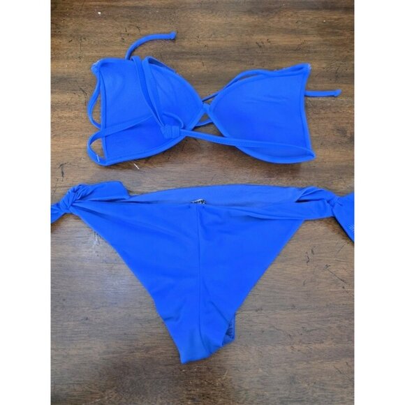 NWOT Calzedonia Colbey M Sequin Blue Bikini Swim Top & Bottom 126501 - Picture 2 of 2